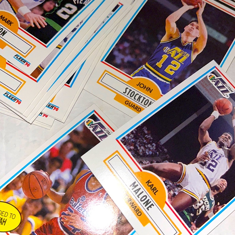 NBA 1990 Vintage Fleer Utah Jazz basketball sports cards mystery pack